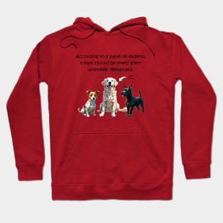 According to a panel of experts, treats should be feely given whenever demanded - funny watercolour dog design Hoodie